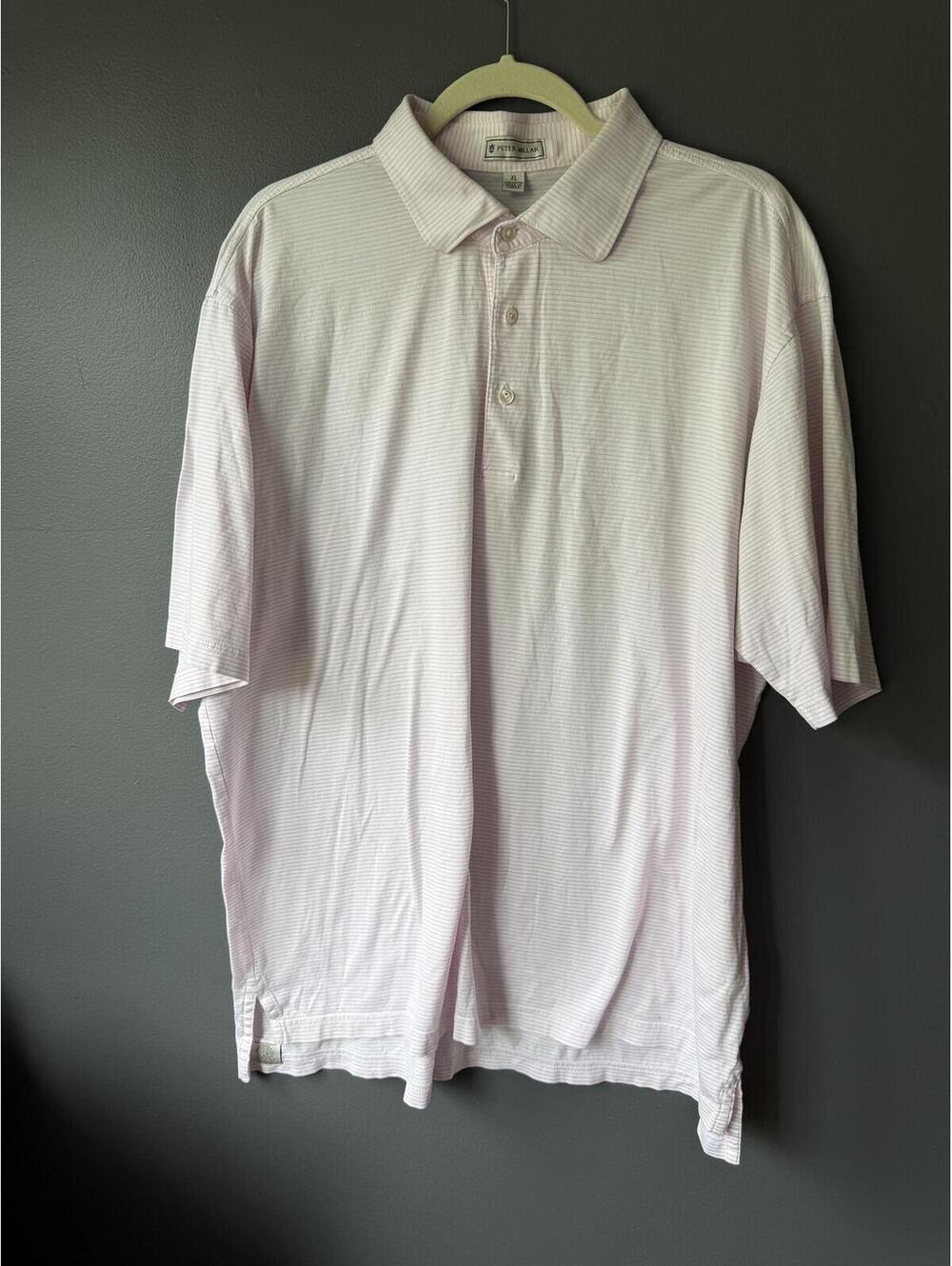 Peter Millar Men's XL Pink Striped Cotton Polo Shirt
